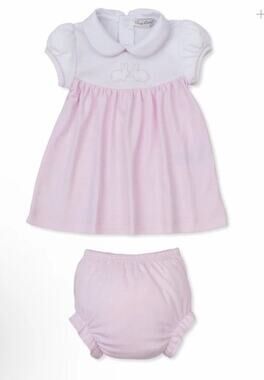 Kissy Kissy Pique Twin Bunnies Pink Dress Set Pima Cotton Easter 3-6 Months NWT